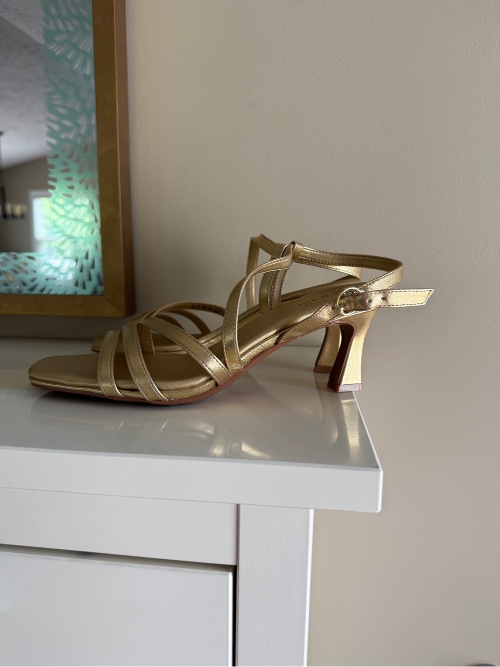 Naturalizer Dark Gold Strappy Slingback Heels Size 8 Galaxy